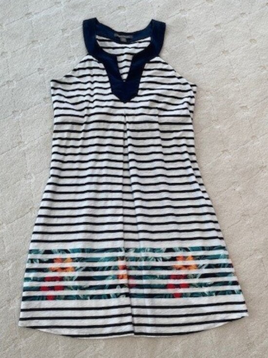 Tommy Bahama Dresses & Skirts - TOMMY BAHAMA Sleeveless Blue White Striped w/Tropical Print Cotton Dress MEDIUM
